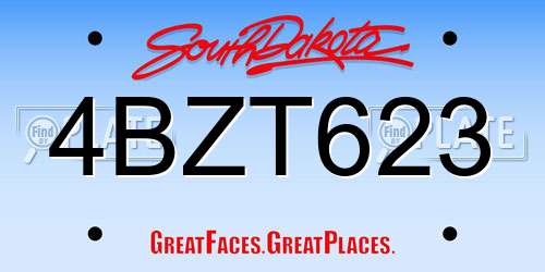 4BZT623 South Dakota License Plate