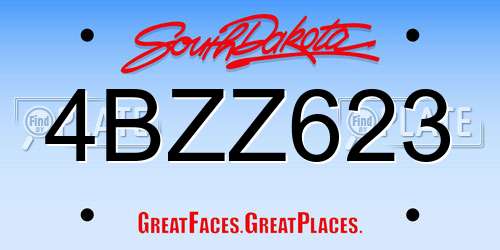 4BZZ623 South Dakota License Plate