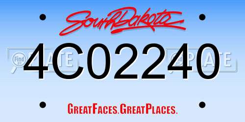 4C02240 South Dakota License Plate