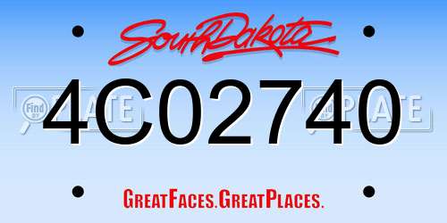 4C02740 South Dakota License Plate