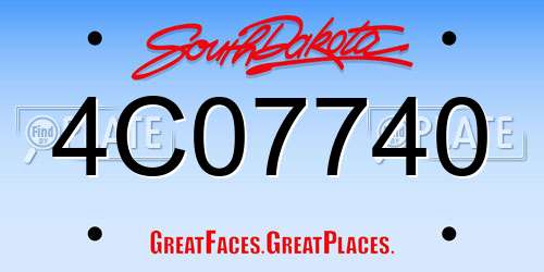 4C07740 South Dakota License Plate