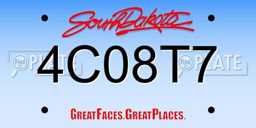 4C08T7 South Dakota License Plate