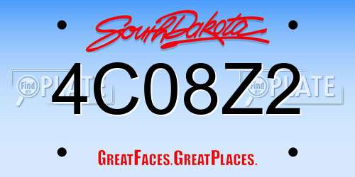 4C08Z2 South Dakota License Plate