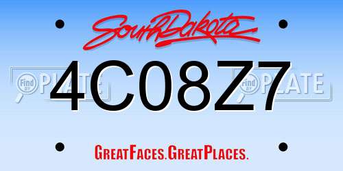 4C08Z7 South Dakota License Plate