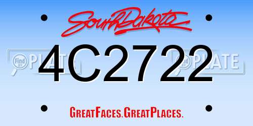 4C2722 South Dakota License Plate