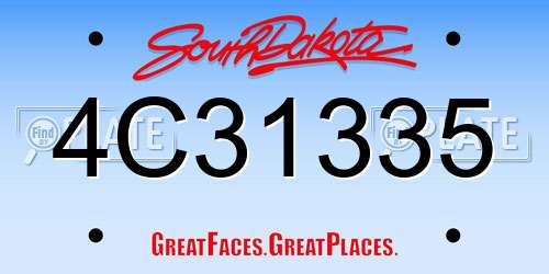 4C31335 South Dakota License Plate