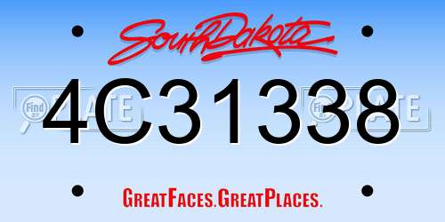 4C31338 South Dakota License Plate