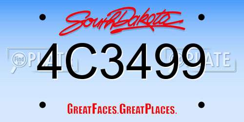 4C3499 South Dakota License Plate