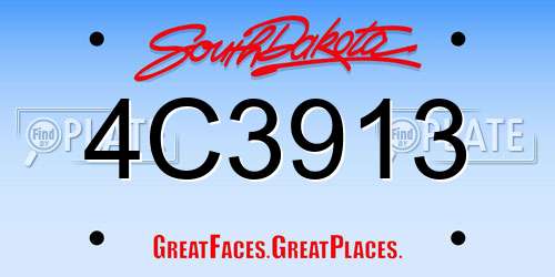 4C3913 South Dakota License Plate
