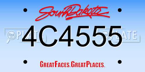 4C4555 South Dakota License Plate