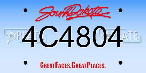 4C4804 South Dakota License Plate
