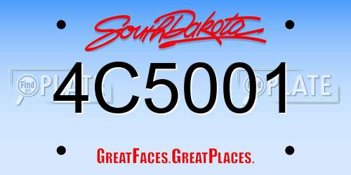 4C5001 South Dakota License Plate