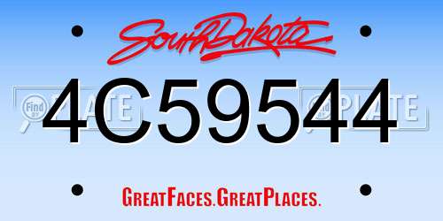 4C59544 South Dakota License Plate