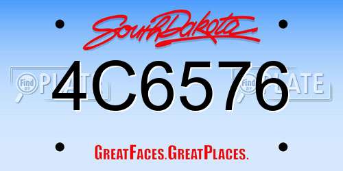 4C6576 South Dakota License Plate