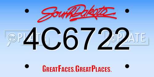 4C6722 South Dakota License Plate