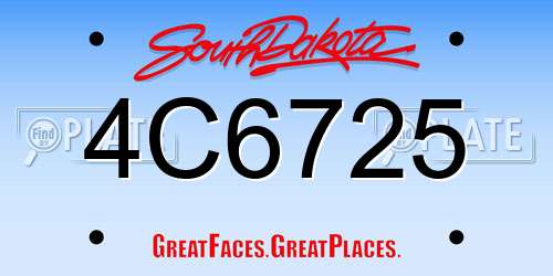 4C6725 South Dakota License Plate