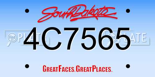 4C7565 South Dakota License Plate