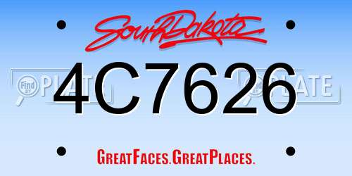 4C7626 South Dakota License Plate