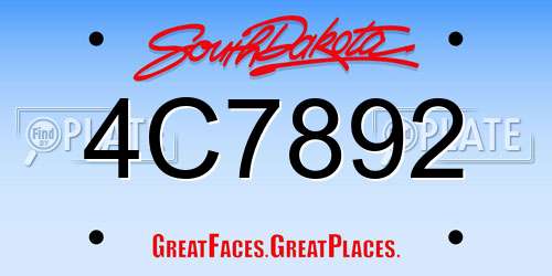 4C7892 South Dakota License Plate