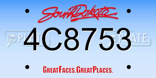 4C8753 South Dakota License Plate