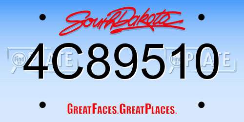 4C89510 South Dakota License Plate