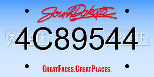 4C89544 South Dakota License Plate