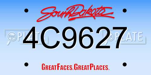 4C9627 South Dakota License Plate