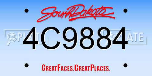 4C9884 South Dakota License Plate