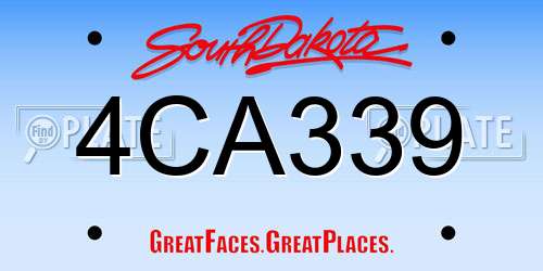 4CA339 South Dakota License Plate