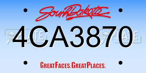 4CA3870 South Dakota License Plate