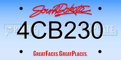 4CB230 South Dakota License Plate