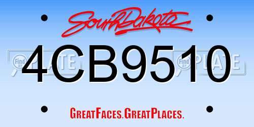 4CB9510 South Dakota License Plate