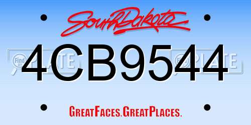 4CB9544 South Dakota License Plate