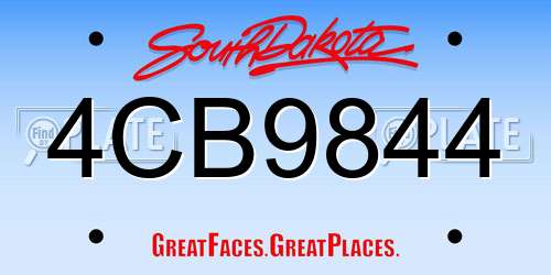 4CB9844 South Dakota License Plate