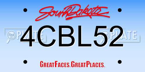 4CBL52 South Dakota License Plate