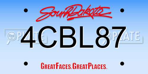 4CBL87 South Dakota License Plate