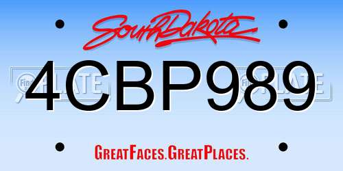 4CBP989 South Dakota License Plate