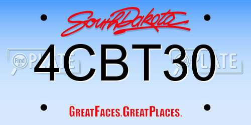 4CBT30 South Dakota License Plate