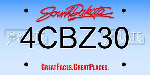 4CBZ30 South Dakota License Plate