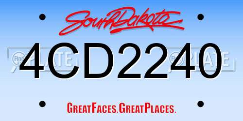4CD2240 South Dakota License Plate