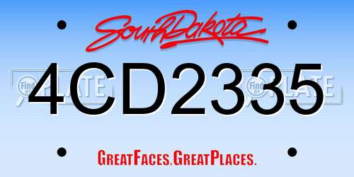 4CD2335 South Dakota License Plate