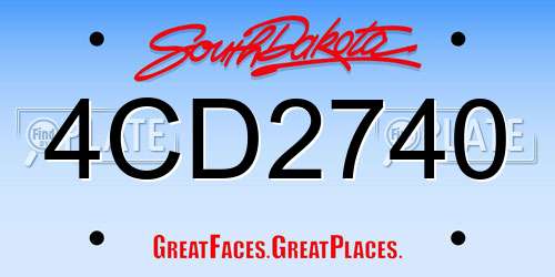 4CD2740 South Dakota License Plate