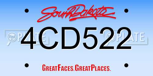 4CD522 South Dakota License Plate