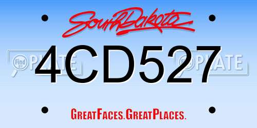 4CD527 South Dakota License Plate