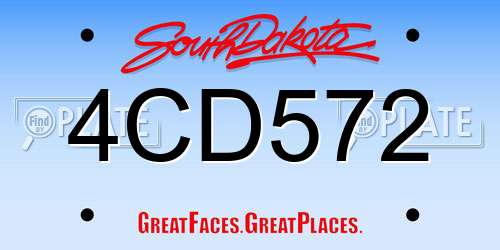 4CD572 South Dakota License Plate