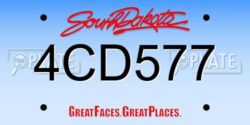 4CD577 South Dakota License Plate