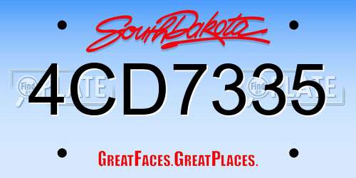 4CD7335 South Dakota License Plate
