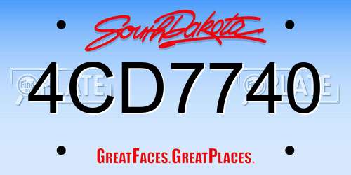 4CD7740 South Dakota License Plate