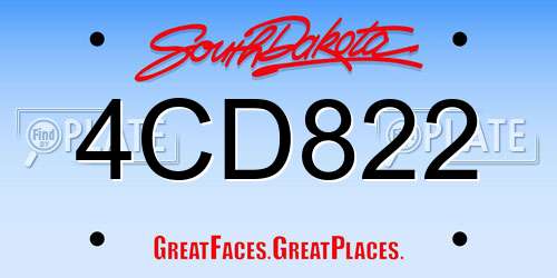 4CD822 South Dakota License Plate