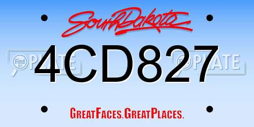 4CD827 South Dakota License Plate